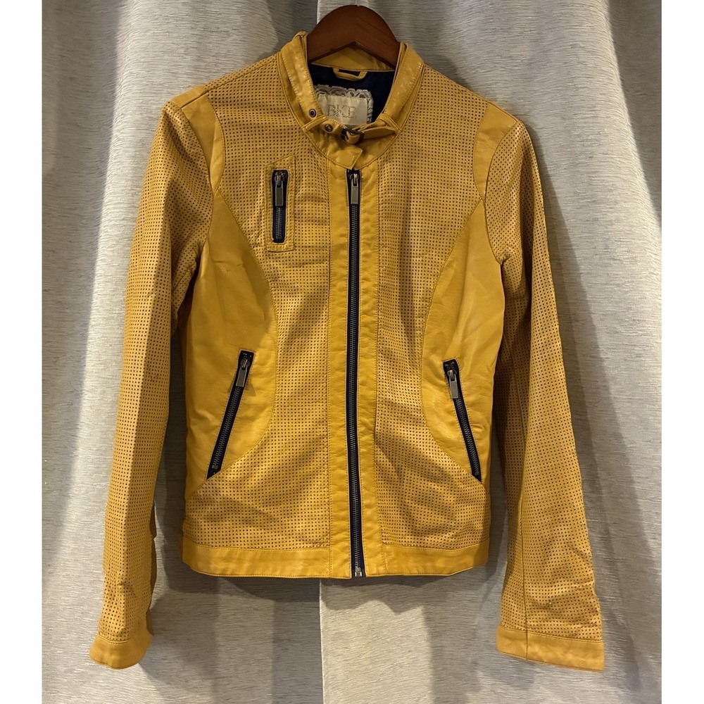 BKE Outerwear Perforated Yellow Jacket Biker Size Large Grunge